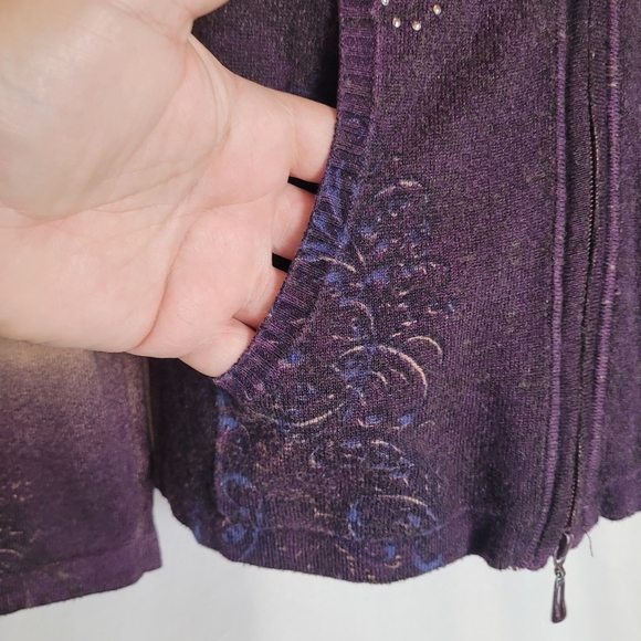 Y2K Vintage One World Rhinestone Full Zip Hoodie Gothic Grunge Size Medium - Picture 4 of 13